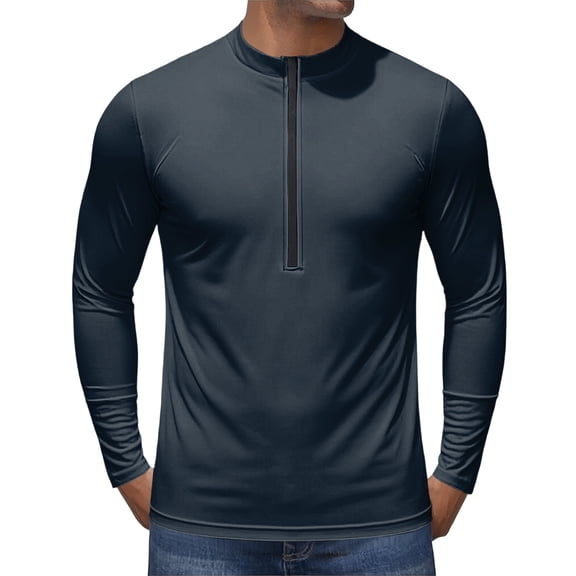Cycling Jersey Men Long Sleeve Bike Jersey Moisture Wicking Quick Dry Bike Shirt, UPF 50+ Sun Protection for Road Mtb Riding Navy Xxl