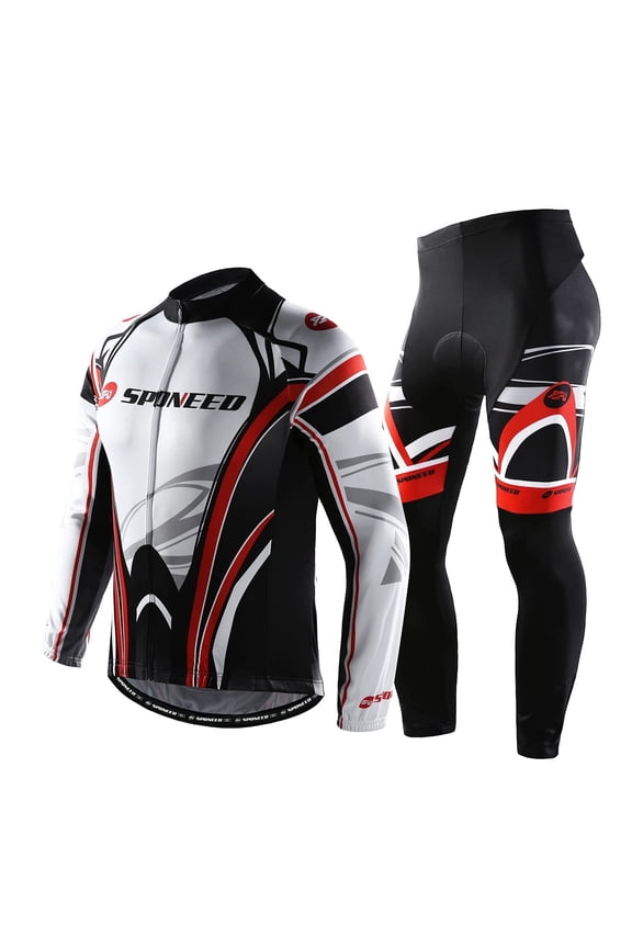 Men’s Cycling Jersey Long Sleeve Road Biking Suits Men Bicycles Shirts Bicycling Apparrel Red L