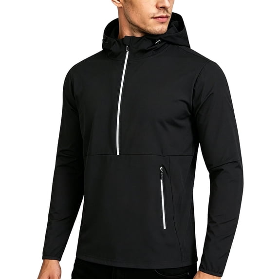 Cycling Jersey Men Long Sleeve Quarter Zip Up Pullover Hoodie with Pockets Windbreaker Jacket Dad Gifts