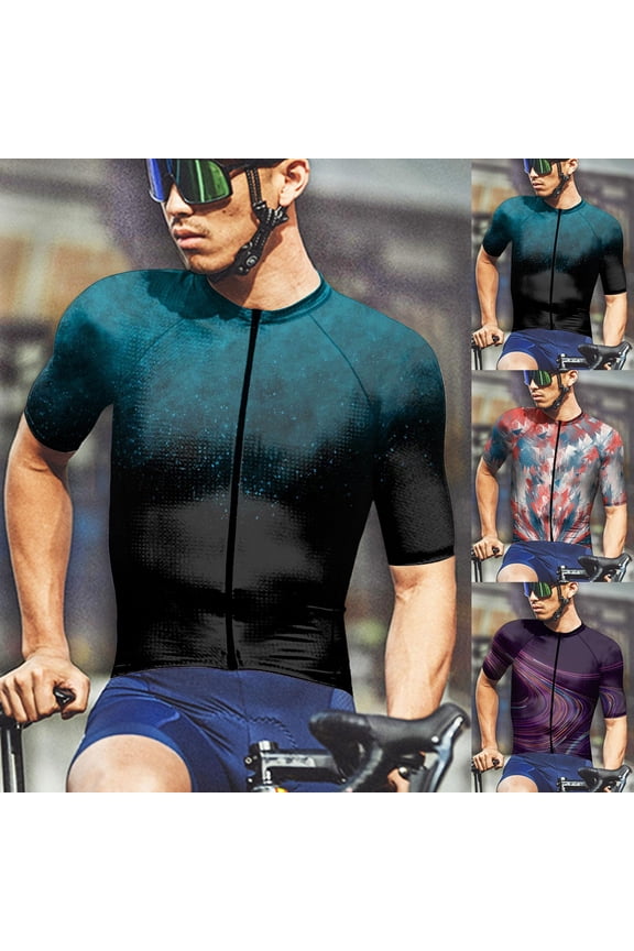 Cycling Shirt Men Shorts Sleeve Road Bike Bicycle Tops Zipper Pocket UPF Lightweight Tshirt Black XXL