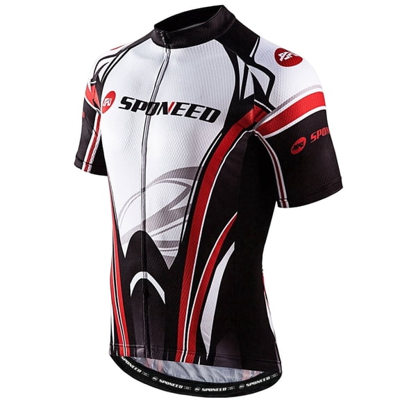 Sponeed Cycling Shirts for Men Bike Jersey Short Sleeve Road Biking Tops UPF Cycling Sportswear Red L