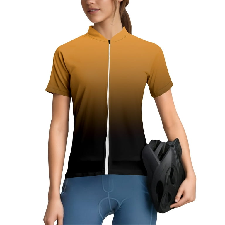 Cycling Jersey Women Short Sleeve Bike Shirt Full Zipper Quick-Dry