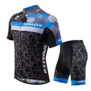 Cycling Jersey for Men Bike Riding Outfit Biking Suit Bicycle Shirt Mountain Cycle Shorts 4D Padded Blue M