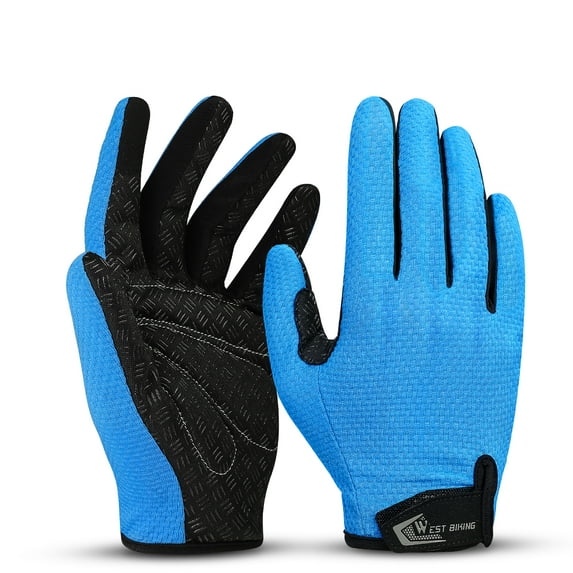 Cycling MTB Gloves Full-finger Women Men Protective Handwear Outdoor Bike Riding Sportswear Accessories, Blue