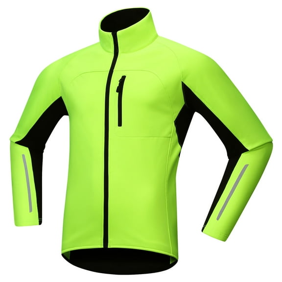 Cycling Men Cycling Jacket Windproof Soft Shell Warm Fleece Lining Multiple Pockets Winter Jacket With Reflective Detailing