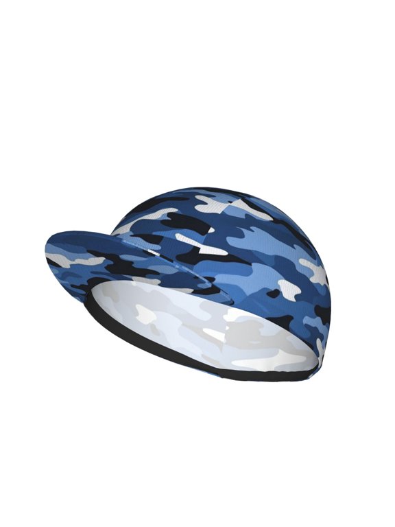 Cycling Mesh Cap Skin Breathable Quick Dry Comfortable Elastic Cap For Hiking Camping Running Daily Commuting Vector Camouflage Pattern Blue_2