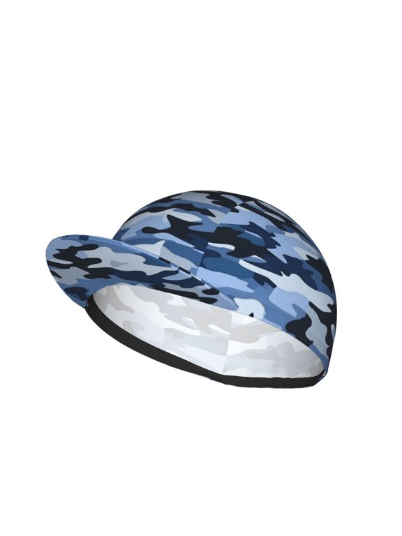 Cycling Mesh Cap Skin Breathable Quick Dry Comfortable Elastic Cap For Hiking Camping Running Daily Commuting Vector Camouflage Pattern Blue_4