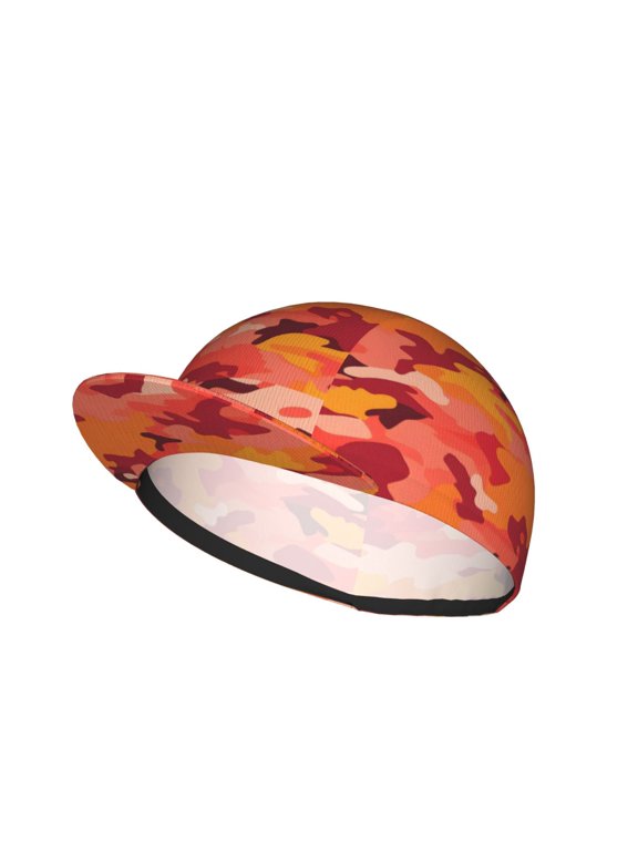 Cycling Mesh Cap Skin Breathable Quick Dry Comfortable Elastic Cap For Hiking Camping Running Daily Commuting Vector Camouflage Pattern Orange Red_1