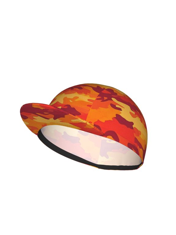 Cycling Mesh Cap Skin Breathable Quick Dry Comfortable Elastic Cap For Hiking Camping Running Daily Commuting Vector Camouflage Pattern Orange Red_4