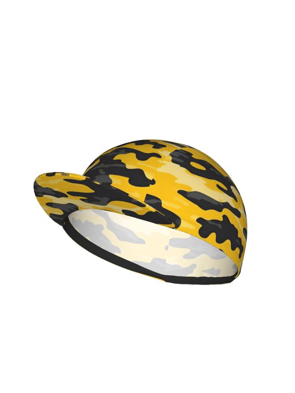 Cycling Mesh Cap Skin Breathable Quick Dry Comfortable Elastic Cap For Hiking Camping Running Daily Commuting Vector Camouflage Pattern Yellow_3