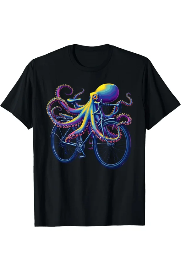 Cycling Octopus Tentacle Bike Funny Ocean Creature T Shirt