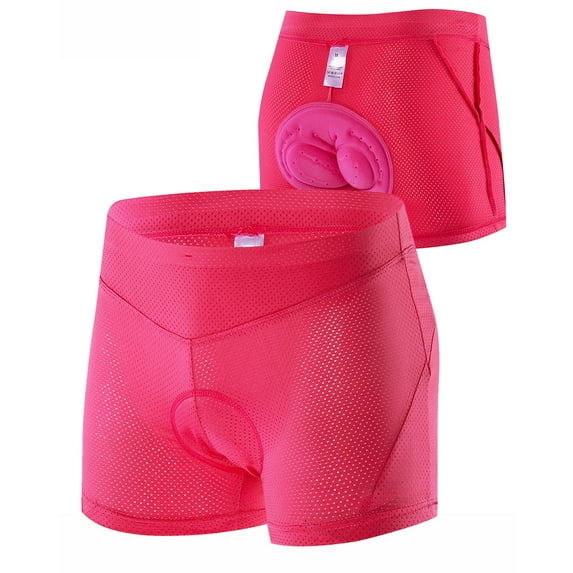 Cycling Padded Shorts Women Breathable Bicycle Underwear Shorts Cushion Support Pink XL