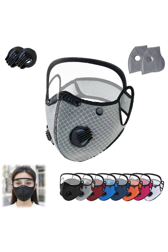 Cycling Protective Face Mask With Activated Carbon Filters, Breathable Dust & Haze Blocking Mask For Outdoor Sports Activities,Gray