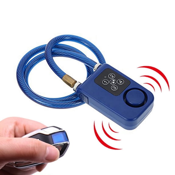 Cycling Security Lock Wireless Remote Control AntiTheft Vibration Alarm Lock Electric Motorcycle Code Chain Lock Blue