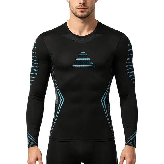 Cycling Shirts for Men Crew Neck Long Sleeve Musle Tee Fashion Digital Print Athletic Tops Stretch Base Layer Undershirt