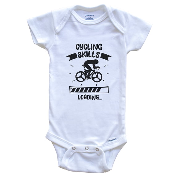 Cycling Skills Loading Funny Cycling Baby Bodysuit, 0-3 months white