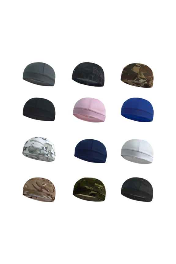 Cycling Skull Cap, Camo Mesh Breathable Undercap for Men, Moisture-Wicking for Biking, Running, Workouts & Under Helmet Red