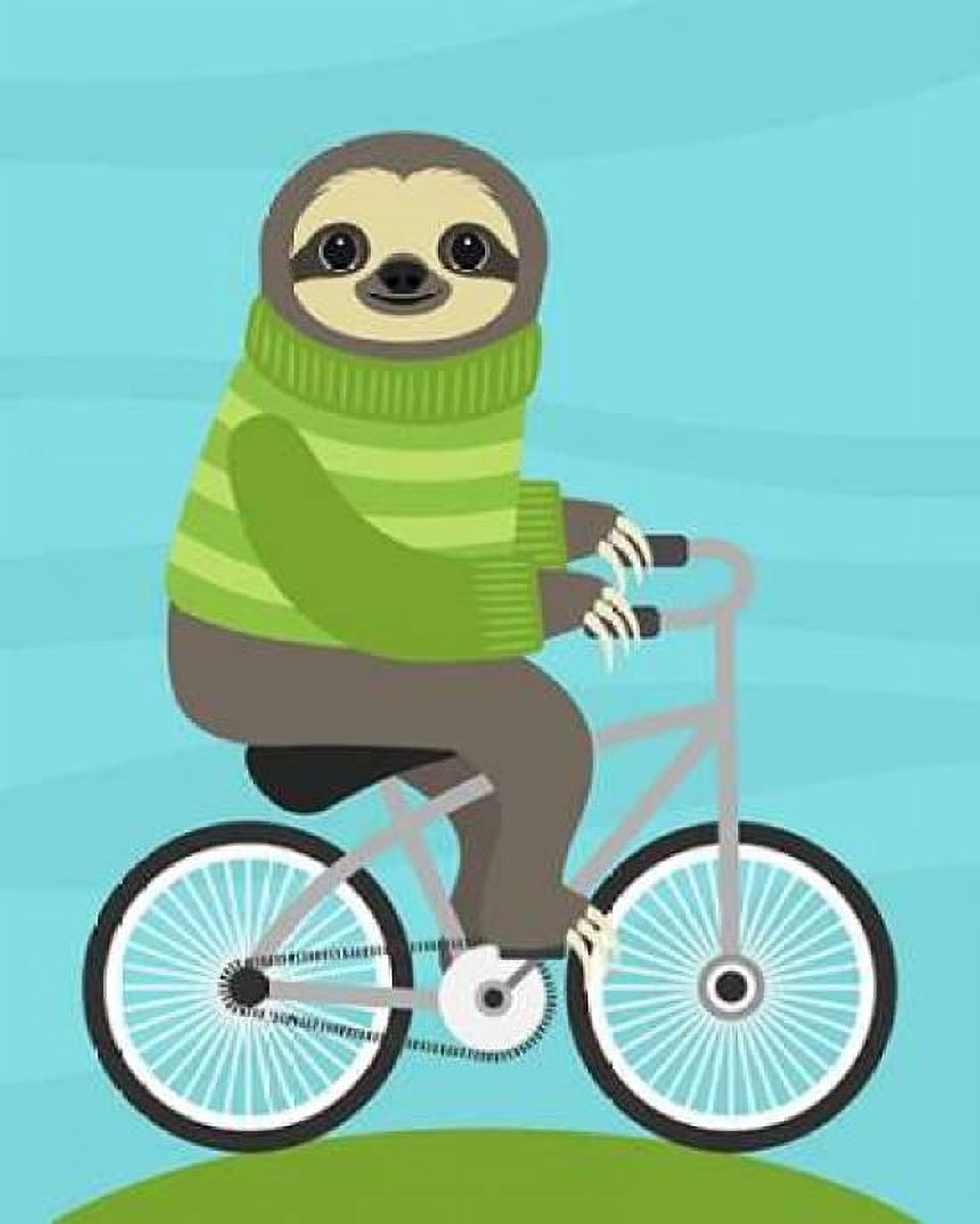 Cycling Sloth Canvas Art - Nancy Lee (24 x 30)