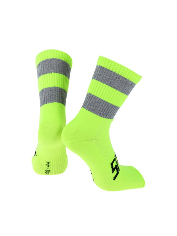 Cycling Socks Anti-friction l Outdoor Bike Socks Green,Grey Unsex 1 Pair Color Matching Reflective