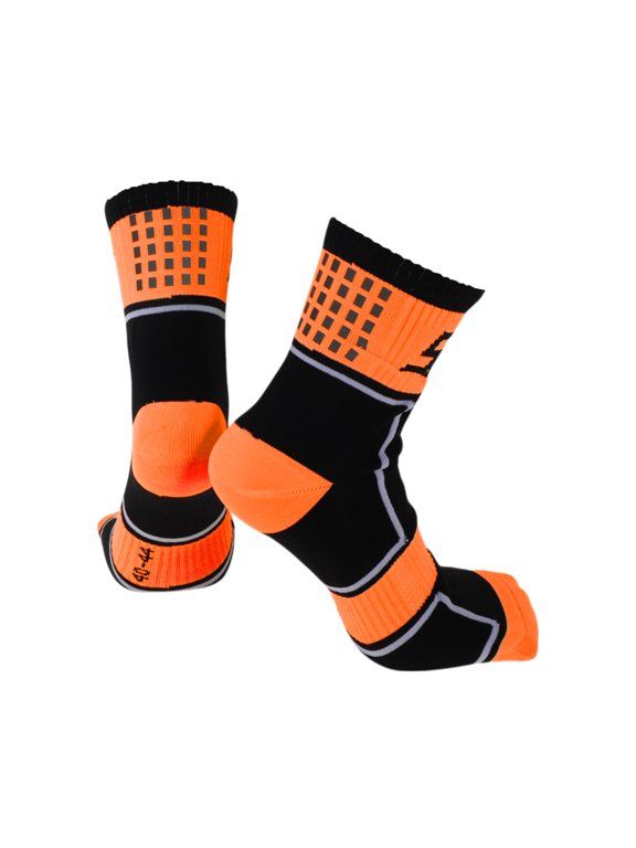Cycling Socks Anti-friction l Outdoor Bike Socks Orange,Black Unsex 1 Pair Colorblocked Square Reflective