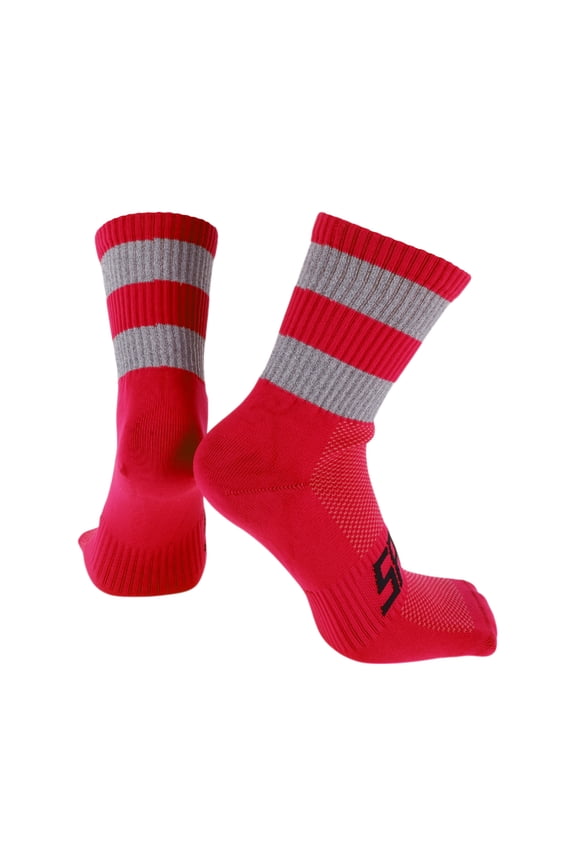 Cycling Socks Anti-friction l Outdoor Bike Socks Red,Grey Unsex 1 Pair Color Matching Reflective