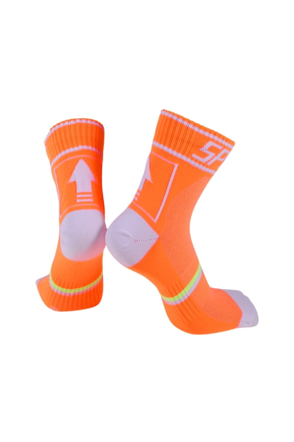 Cycling Socks Sweat-Absorbent,Anti-Friction l Outdoor Bike Socks Orange,White Unsex 1 Pair Colorblocked Arrow