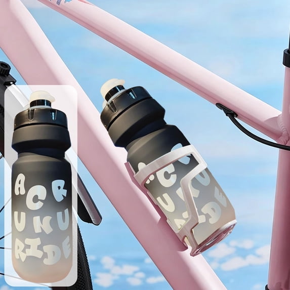 Cycling Sports Water Bottle Plastic Gradient Squeeze Bottle BPA-Free LDPE, Leakproof Dustproof Nozzle, Wide Mouth for Hiking Running Gym Fitness
