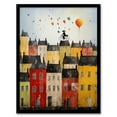thumbnail image 1 of Cycling The Rooftops Celebration Whimsical Fun Townscape Artwork Painting Artwork Framed Wall Art Print A4, 1 of 5