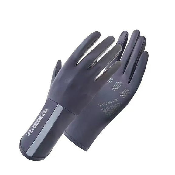 Cycling gloves for women, thin, quick drying, sunscreen, ice silk gloves, medium to long, anti slip, driving, exposed fingers, color blocking, two fingers missing