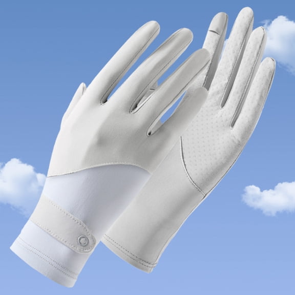 Cycling gloves for women, thin, quick drying, sunscreen, ice silk gloves, medium to long, anti slip, driving, exposed fingers, color blocking, two fingers missing