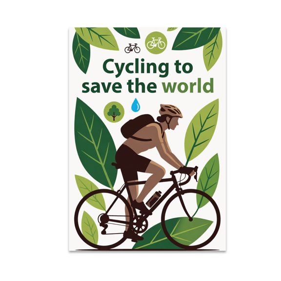 Cycling to Save the World - Eco-Conscious Commuter - 13x19 Poster Print