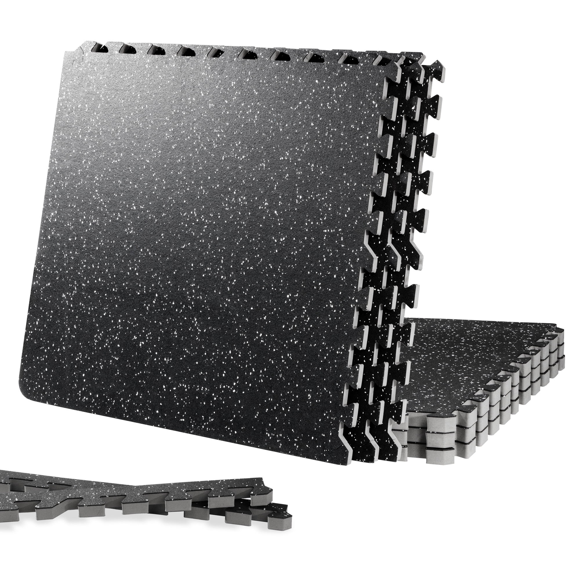 Black and Gray Interlocking EVA Foam Exercise Mat Tiles
