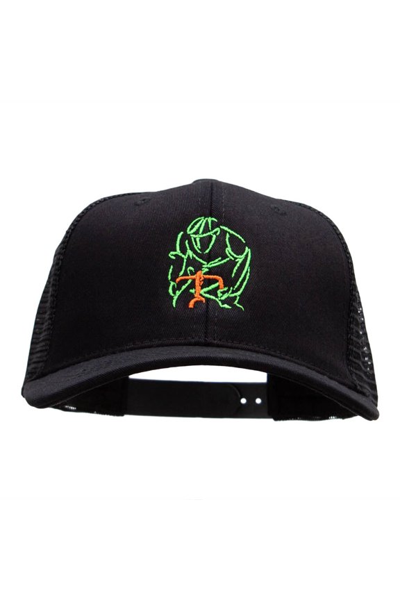 Cyclist Embroidered Premium High Profile Mesh Trucker Cap - Black Charcoal OSFM