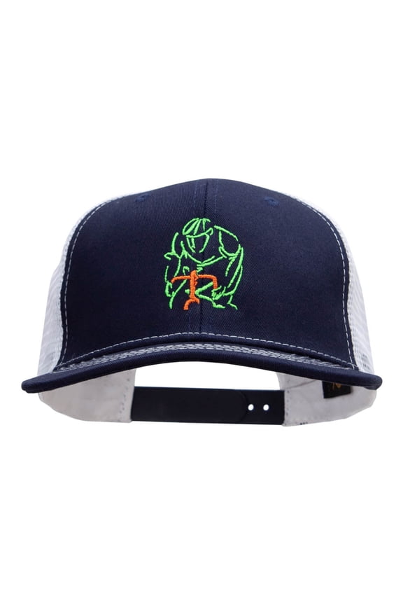 Cyclist Embroidered Premium High Profile Mesh Trucker Cap - Navy White OSFM