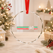 Cyclist Flag Italy Italian Bike Racing Cycling Bicycle Gifts Glass Ornament, Vintage Glass Ornament