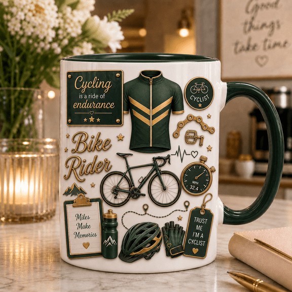 Cyclist Mug 3D Effect Bike Rider Coffee Cup Gift for Cycling Enthusiast