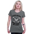 thumbnail image 1 of Cyclists Break Hearts Not Bones Biker Womens Slim Fit Graphic Tee Brisco Brands M, 1 of 5