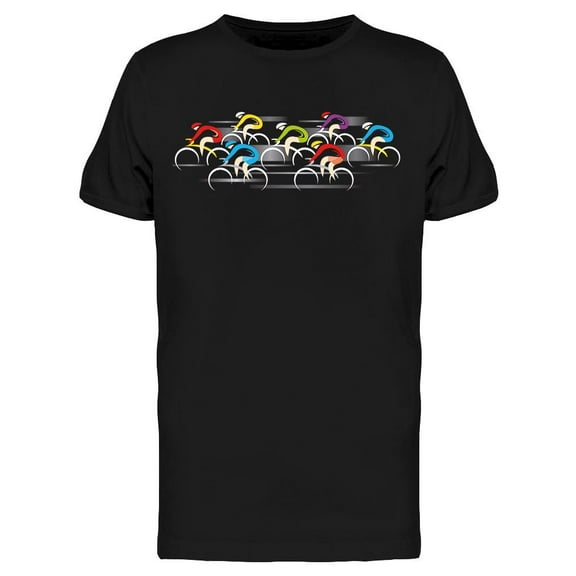 Cyclists On Black Background T-Shirt Men -Image by Shutterstock, Male 3X-Large