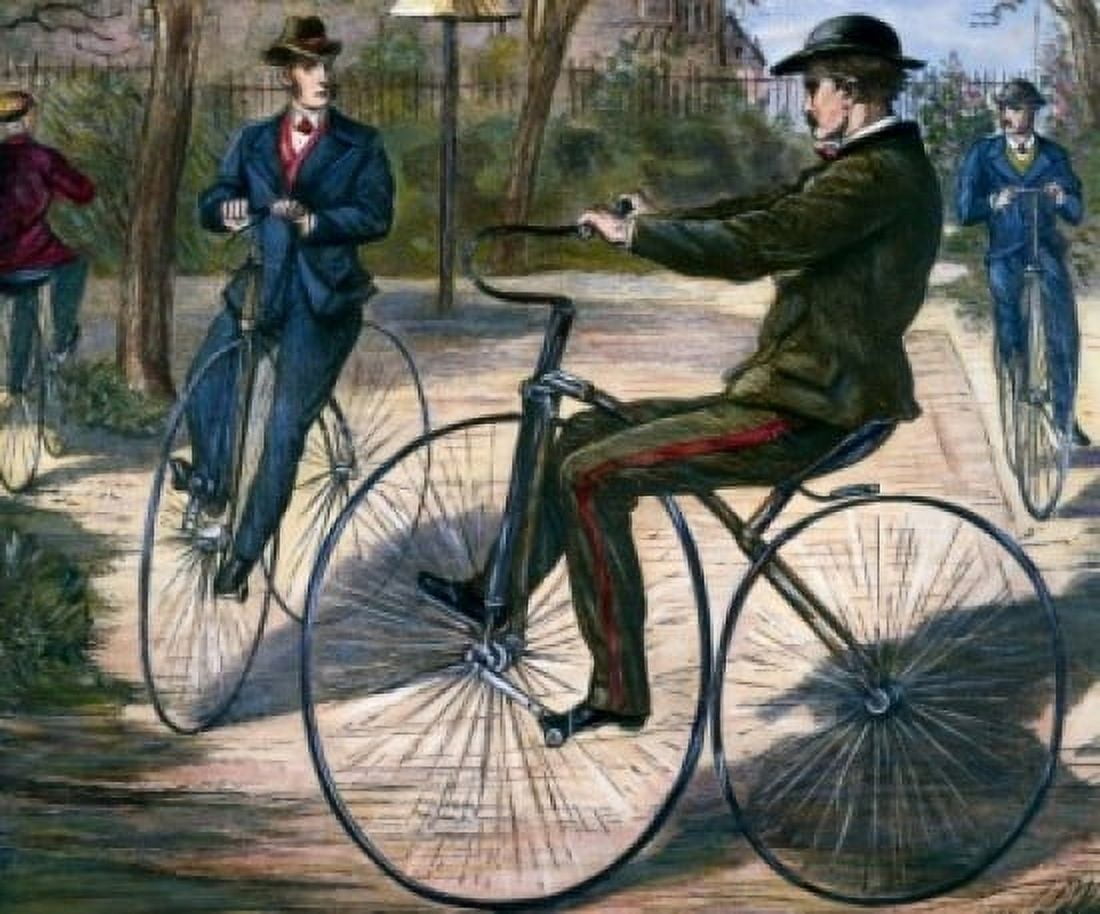 Cyclists unknown artist lithograph 1875 19th century Canvas Art - (24 x 36)