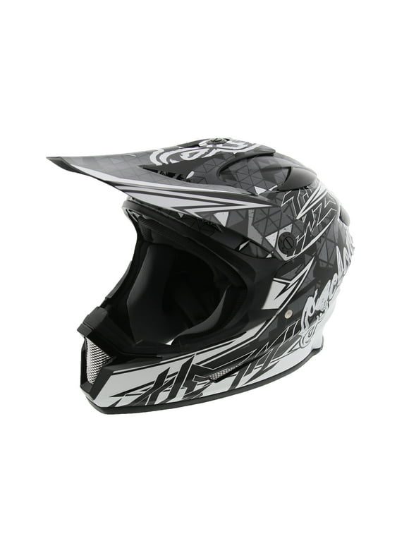 ATV MX Dirt Bike Off-Road Helmet DOT/ECE Approved- Black/White - X-Large