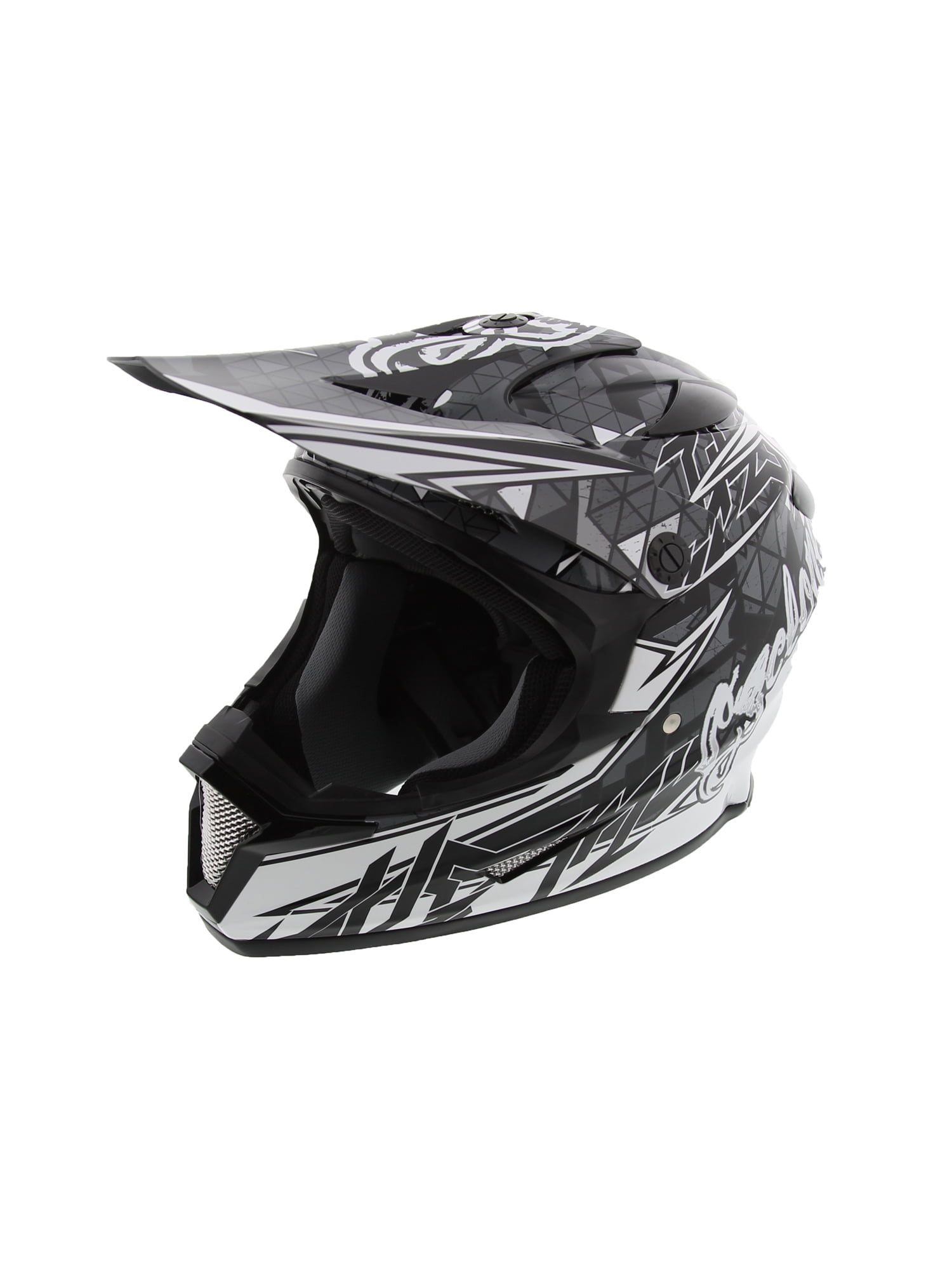 Cyclone ATV MX Dirt Bike Off-Road Helmet DOT/ECE Approved- Black/White -Youth SM