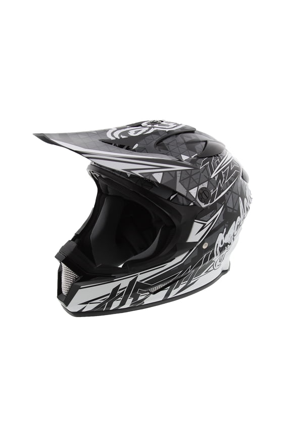 ATV MX Dirt Bike Off-Road Helmet DOT/ECE Approved- Black/White -Youth SM