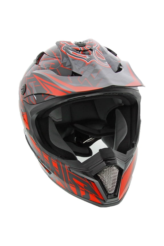 ATV MX Dirt Bike Off-Road Helmet DOT/ECE Approved - Red - Youth Large