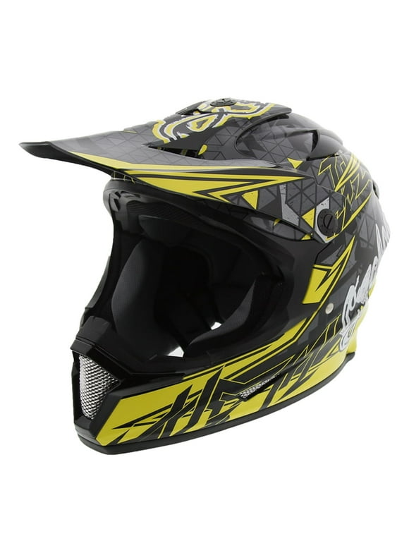 ATV MX Dirt Bike Off-Road Helmet DOT/ECE Approved - Yellow - X-Large