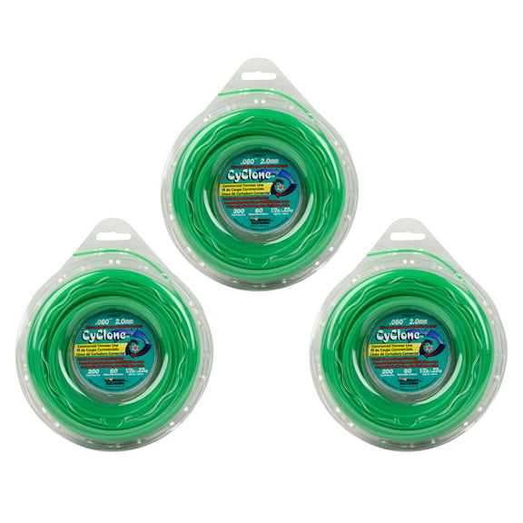 Cyclone CY080D1-2 0.080" by 200' Commercial String Trimmer Line, Green (3-Pack)