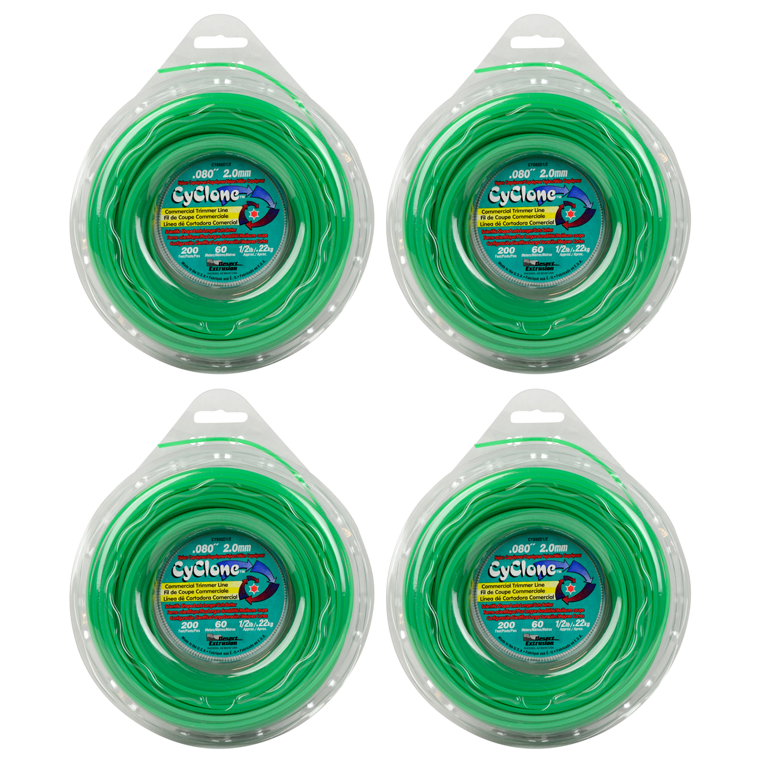 Cyclone CY080D12 0.080" by 200' Commercial String Trimmer Line, Green