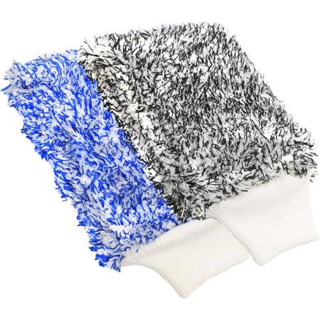 Cyclone Car Wash Mitt Microfiber Wash Mitt Scratch Free Easily Releases Contaminates Upon Rinsing Microfibre Gloves for Cars Trucks, SUV Boats and Motorbikes 2Pcs