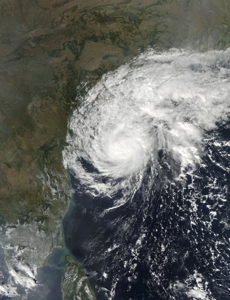 Cyclone Helen making landfall in the state of Andhra Pradesh India Canvas Art - Stocktrek Images (25 x 32)
