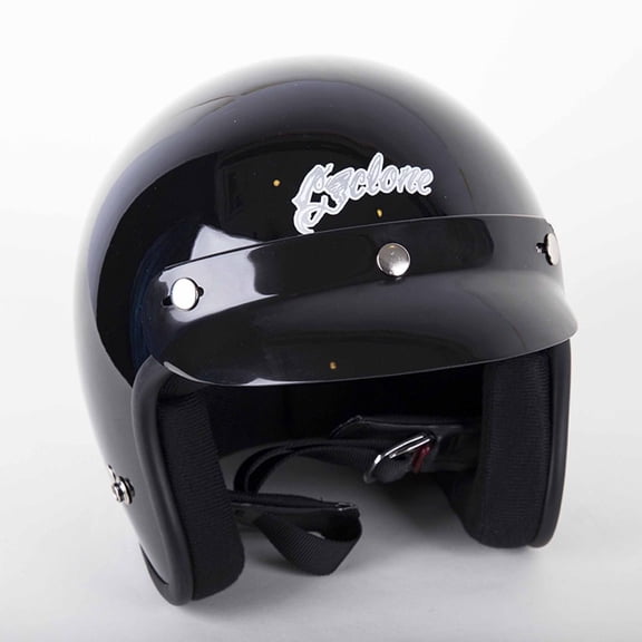 Cyclone Open Face Motorcycle Helmet DOT/ECE Approved - Gloss Black - Small