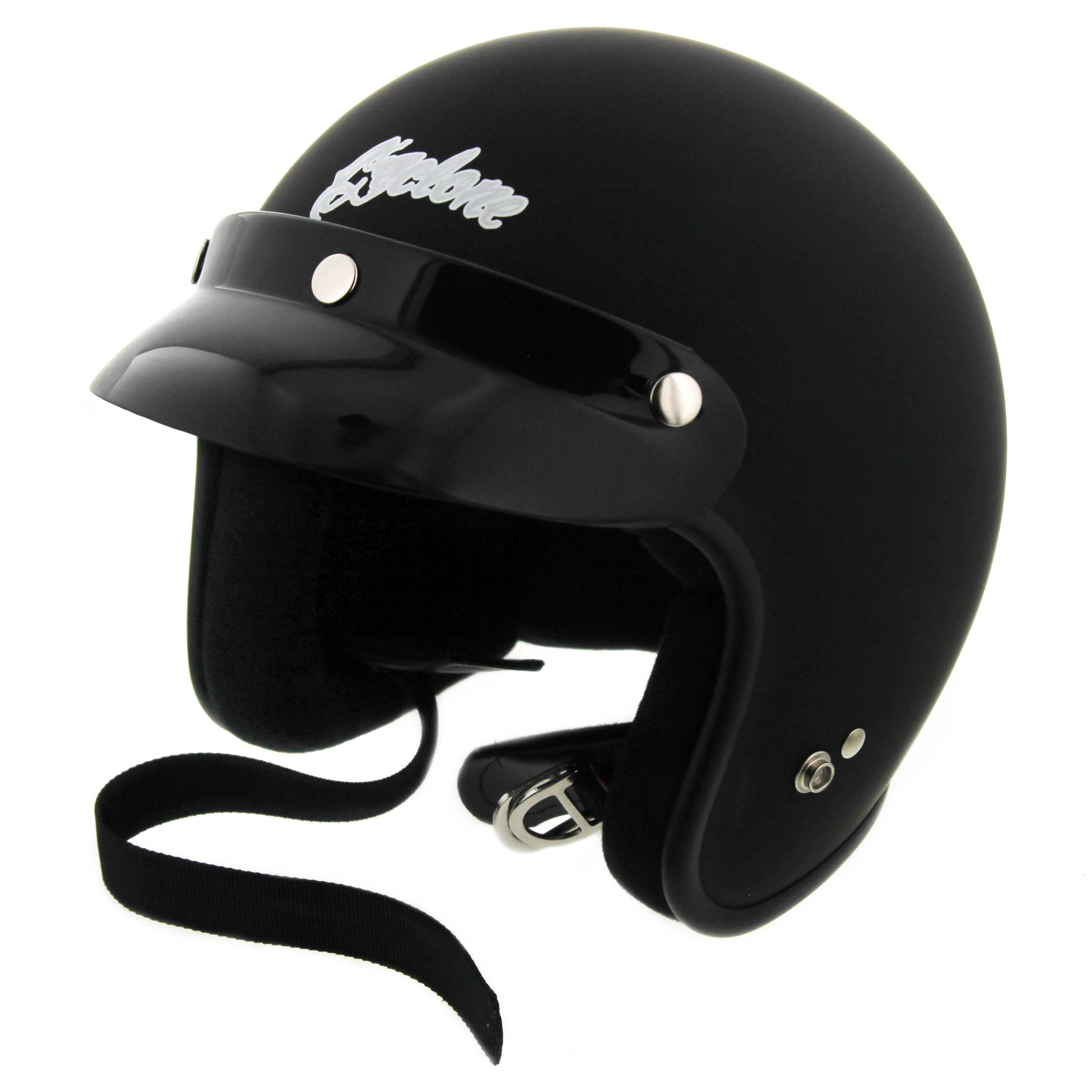 Cyclone Open Face Motorcycle Helmet DOT/ECE Approved - Matte Black - Large